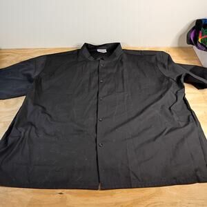 Uncommon Threads Mens 4XL Black Banded Collar Chef Server Work Uniform Shirt